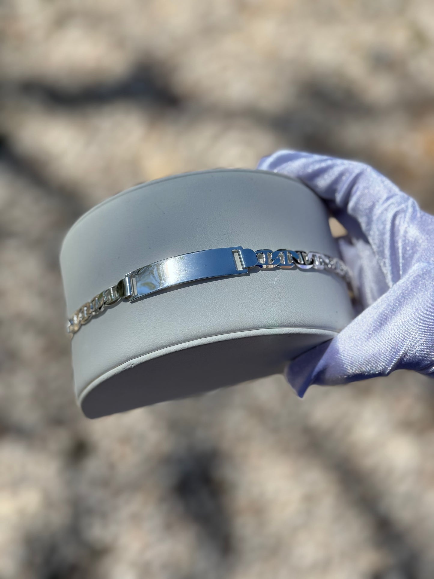 Men Gucci Link Silver ID Bracelet