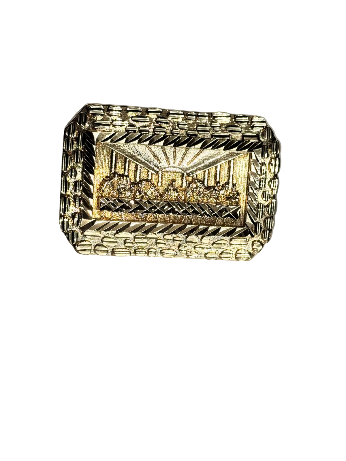 Last Supper Nugget Border Two Finger Ring