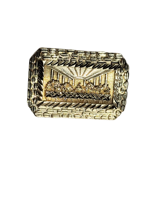 Last Supper Nugget Border Two Finger Ring