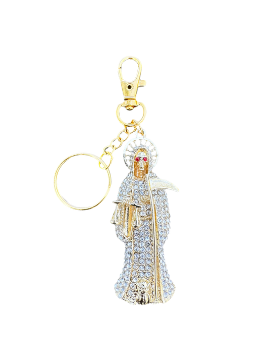 Santa Muerte White Statue Keychain