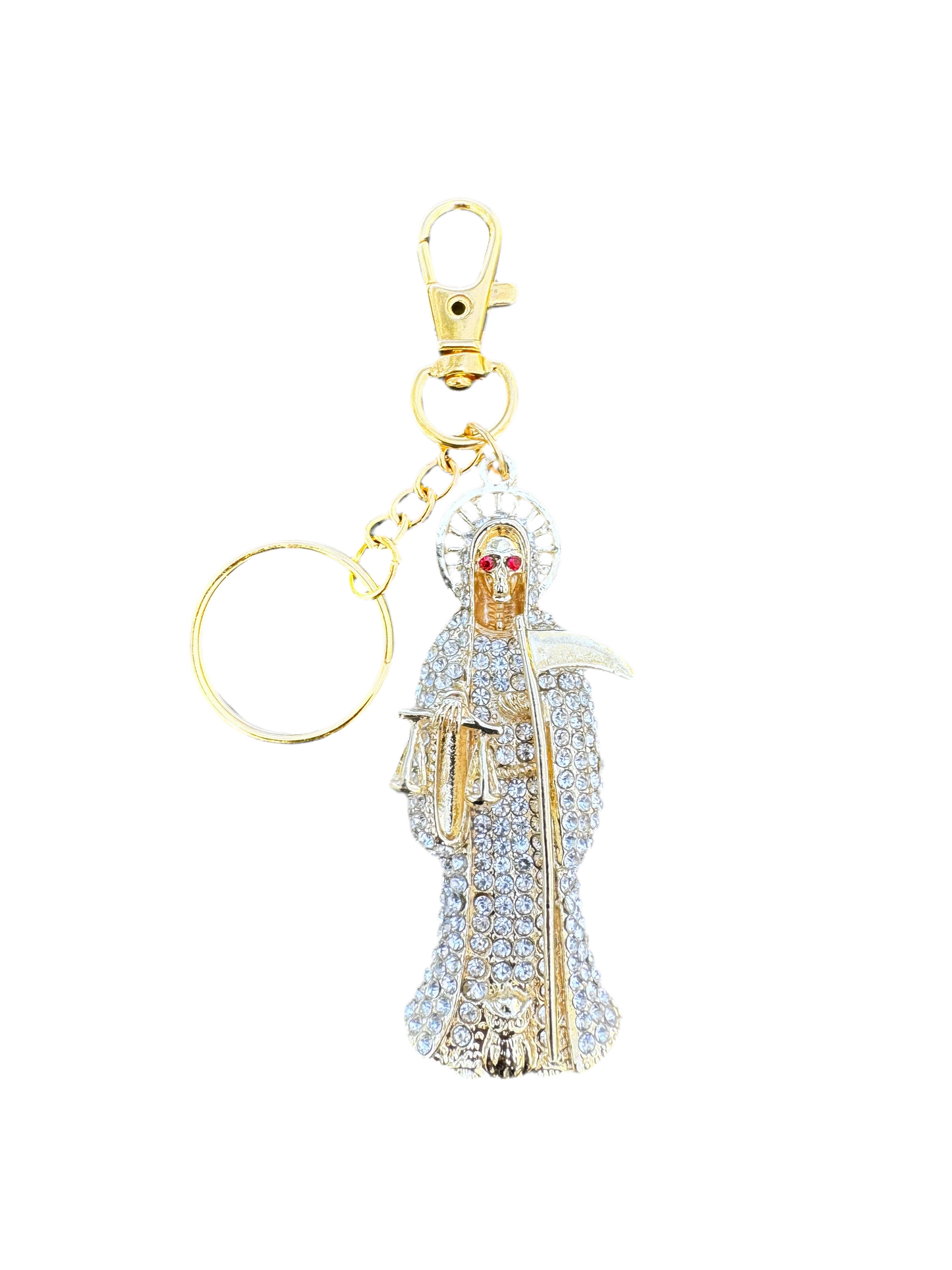 Santa Muerte White Statue Keychain