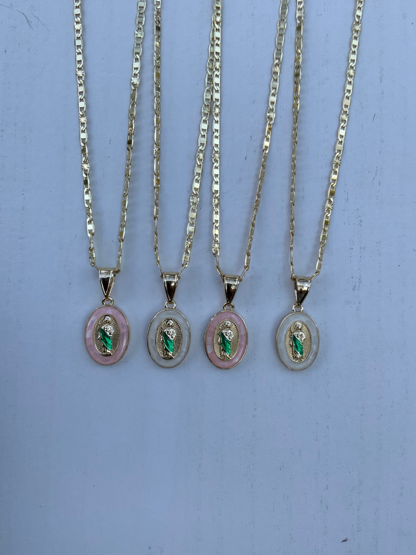 Marble Oval San Judas Necklace