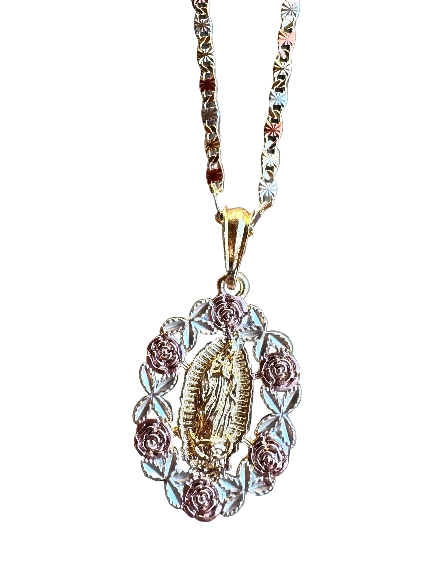 Virgencita Rosas Medalla Necklace