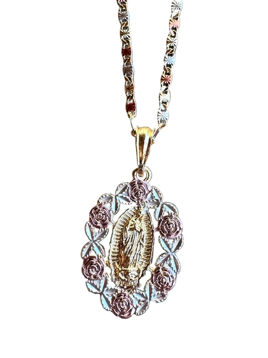 Virgencita Rosas Medalla Necklace