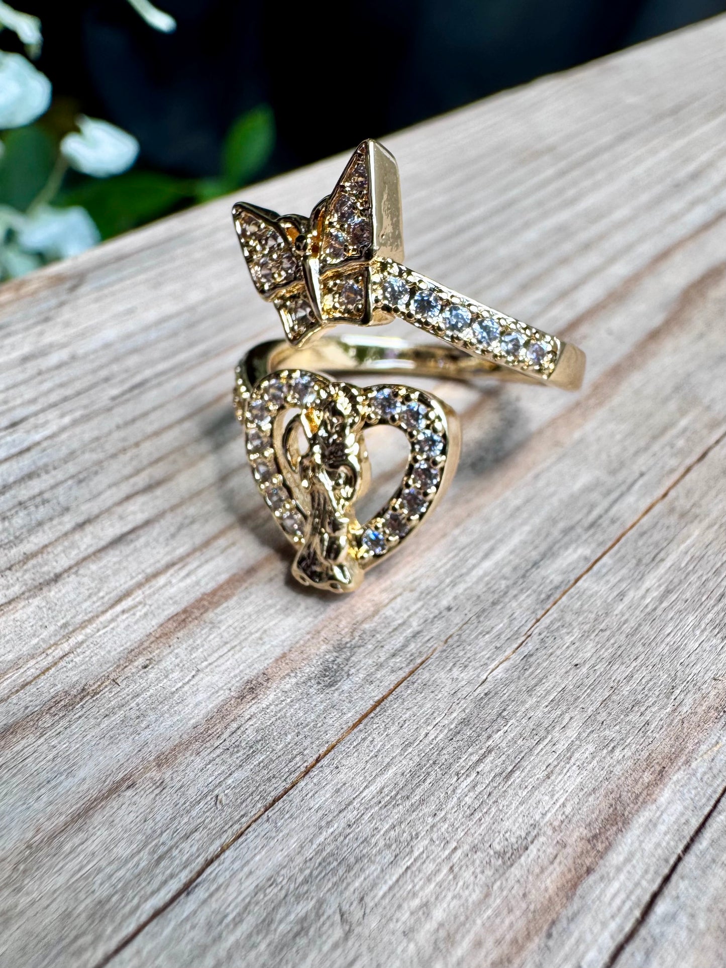 Santa Muerte Mariposa Blanca Adjustable Ring