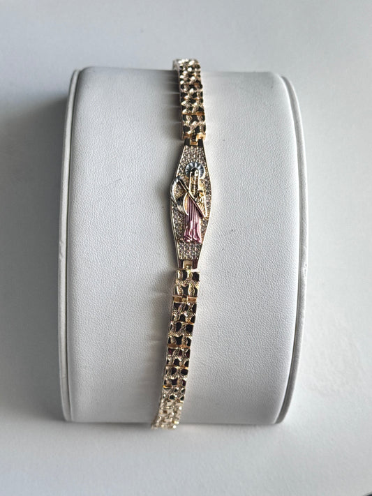 Santa Muerte Iced Nugget Bracelet
