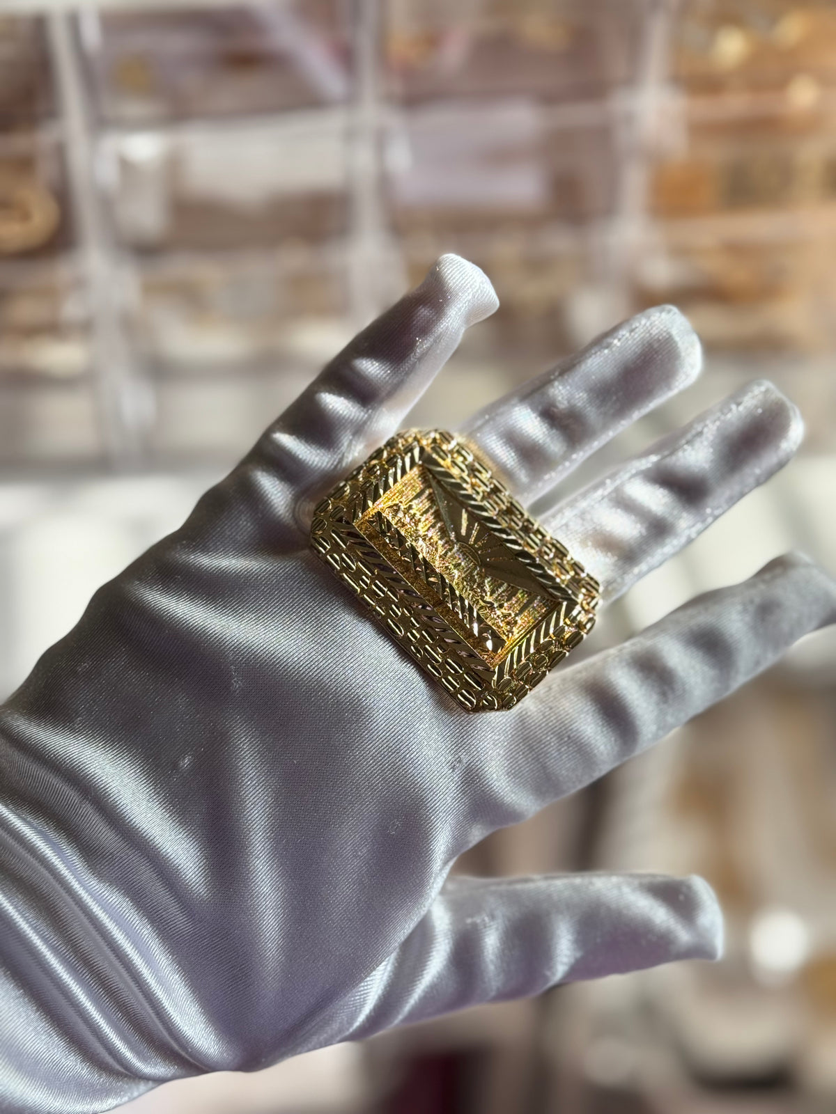 Last Supper Nugget Border Two Finger Ring