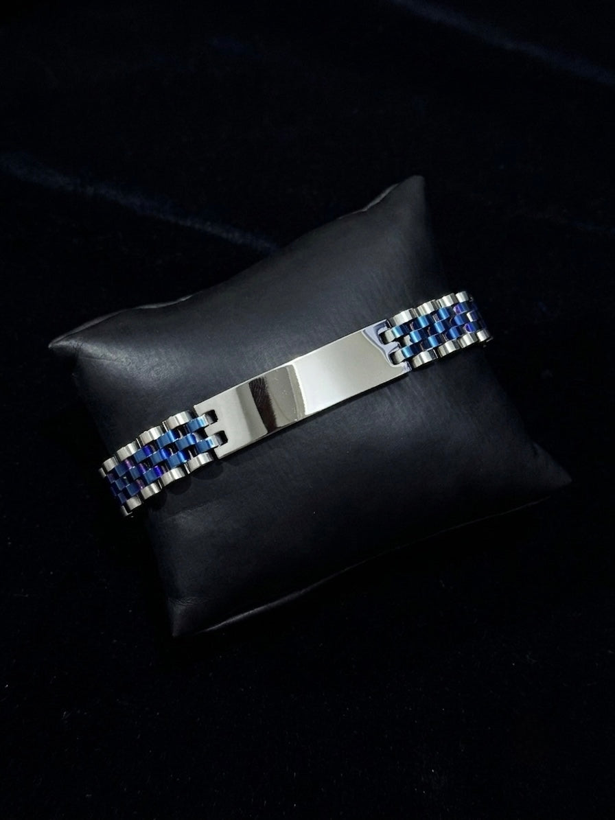 Blue Silver ID Jubilee bracelet