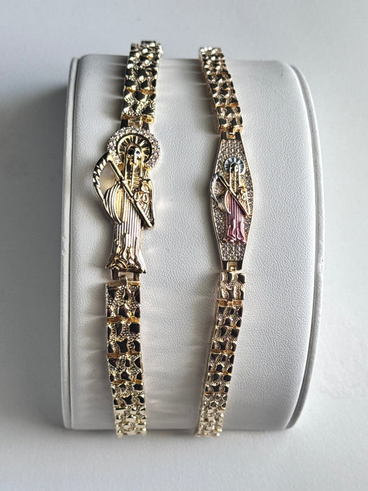 Santa Muerte Iced Nugget Bracelet