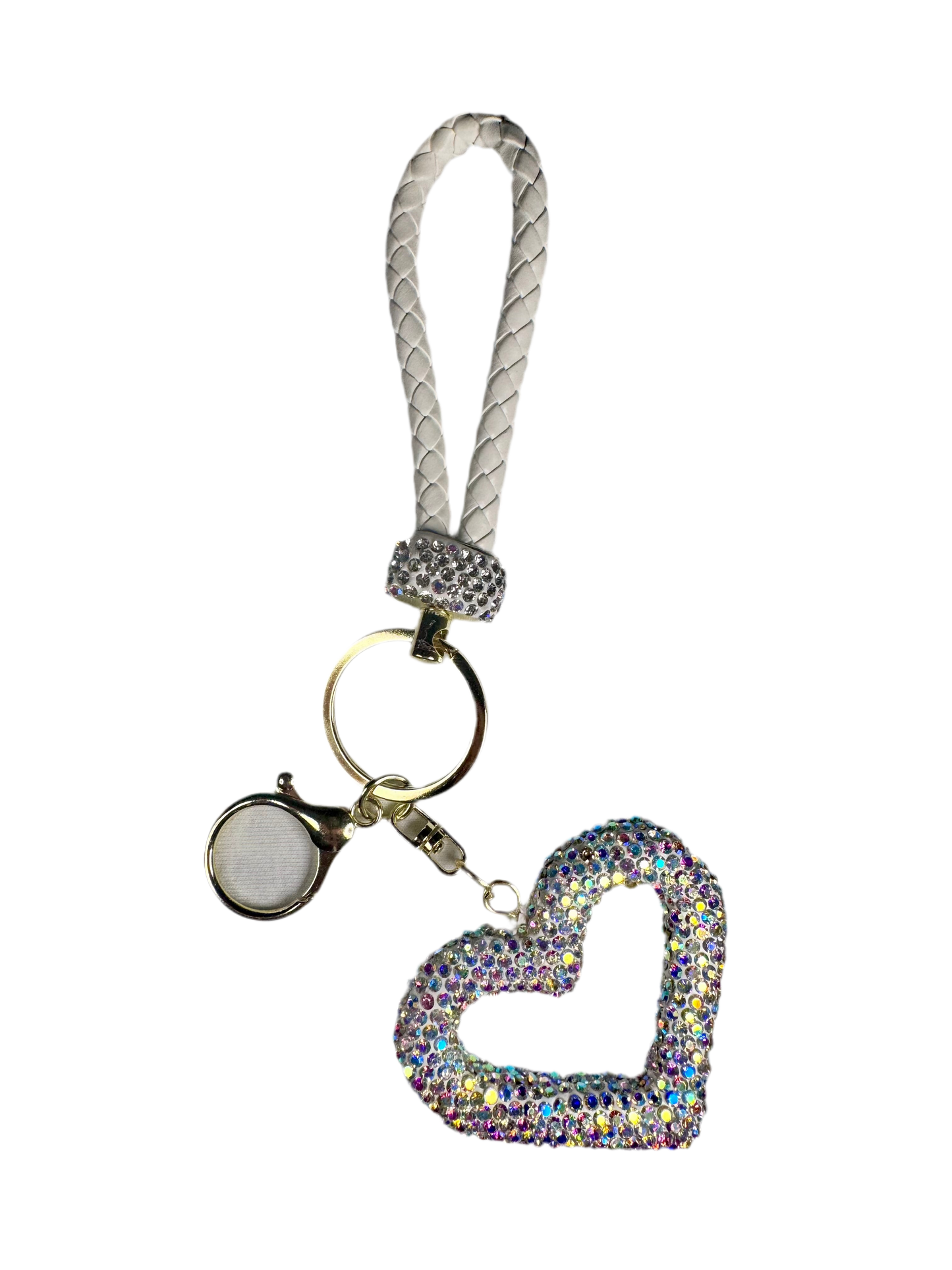 White Heart Keychain Wristlet