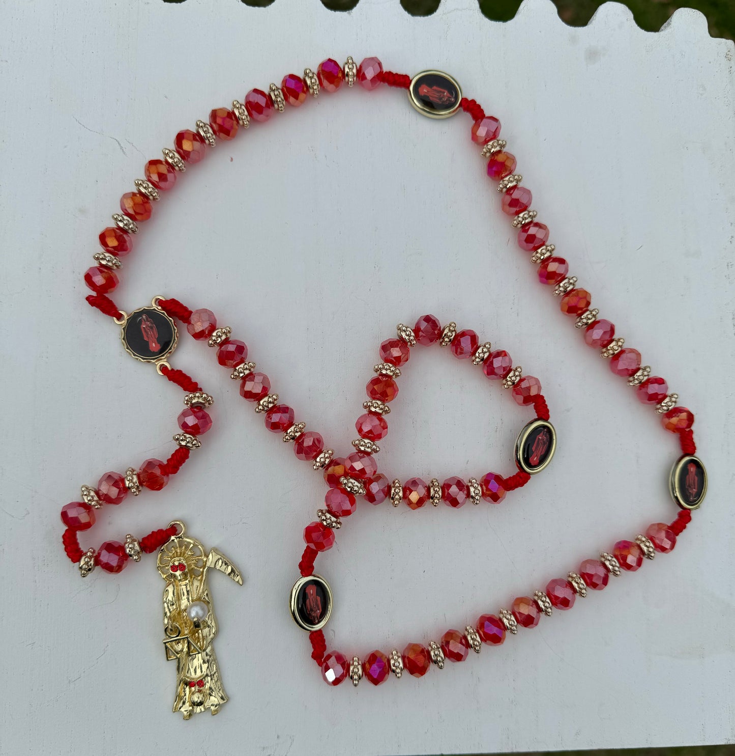 Santa Muerte Red Rosary