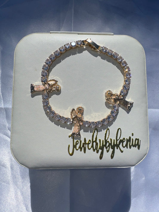 Golden Santa Muerte Tennis Bracelet
