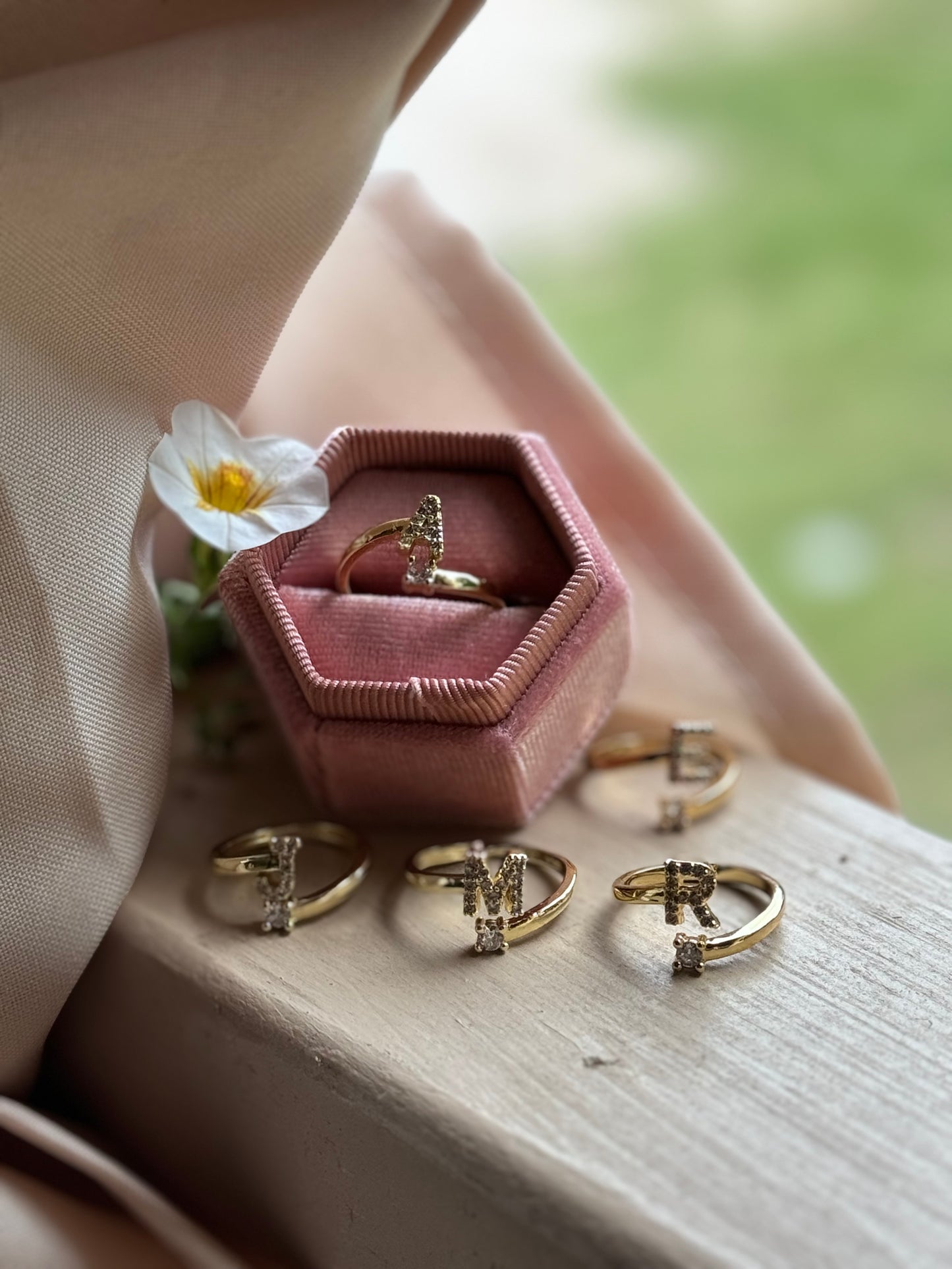Initial Letter Adjustable Ring