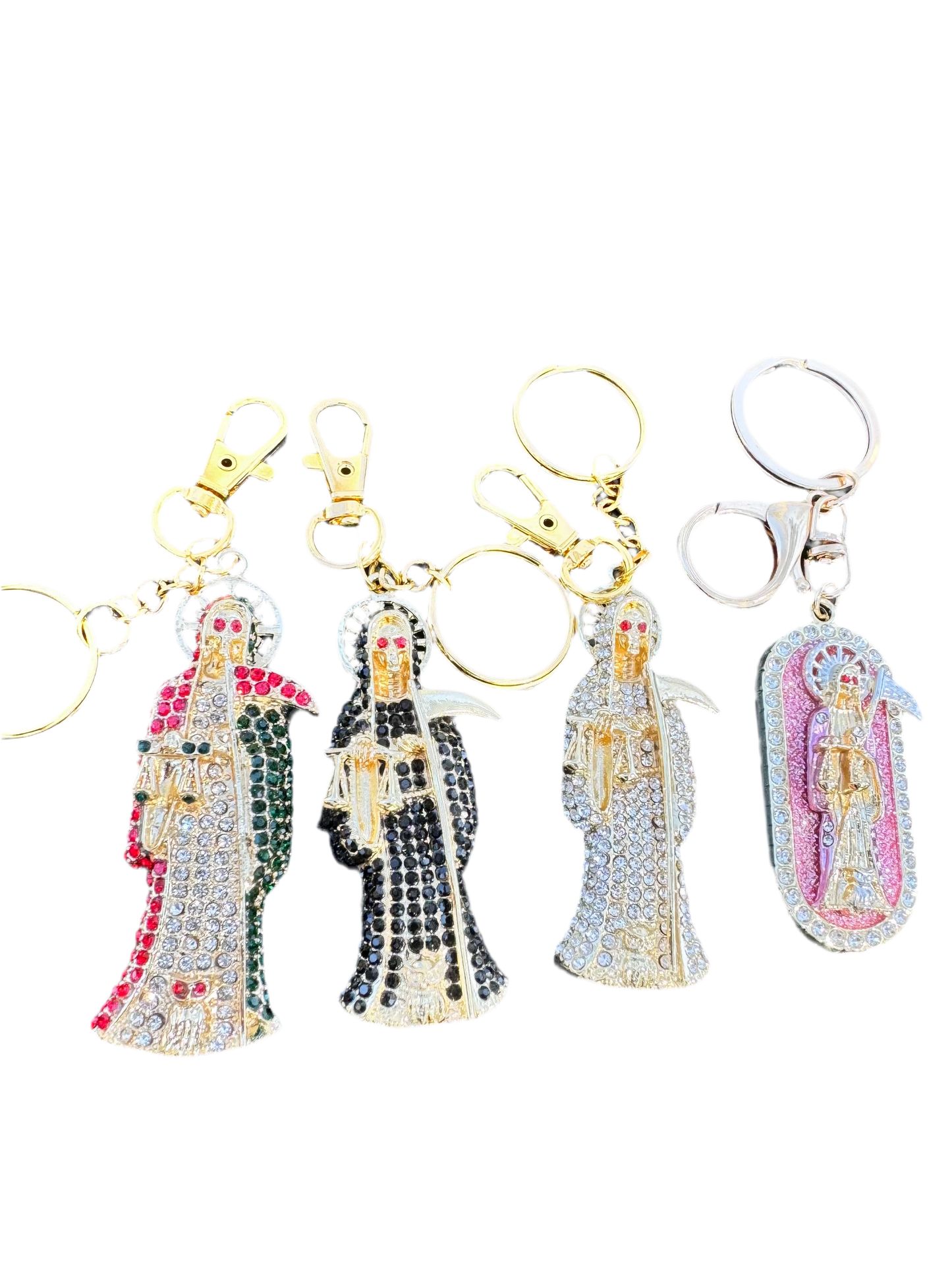 Santa Muerte White Statue Keychain