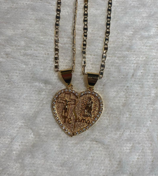 Religious Couple Breakable Heart Necklace
