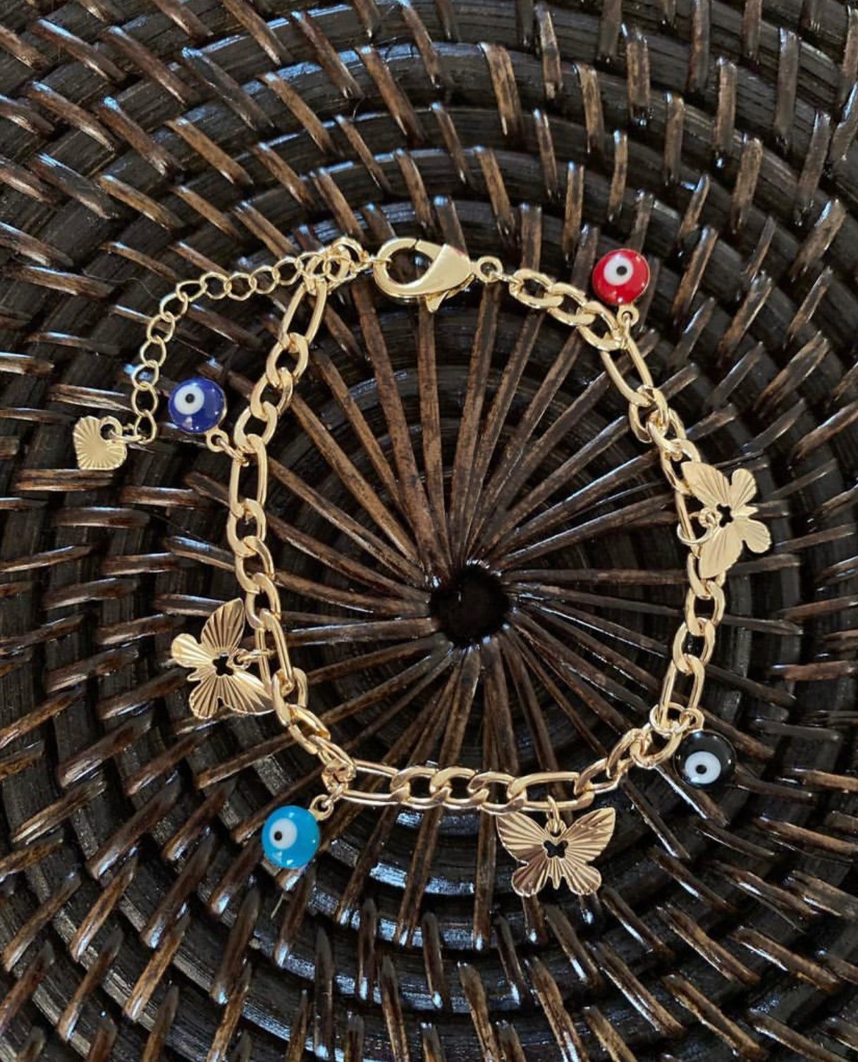 Butterfly Evil Eye Charm Bracelet