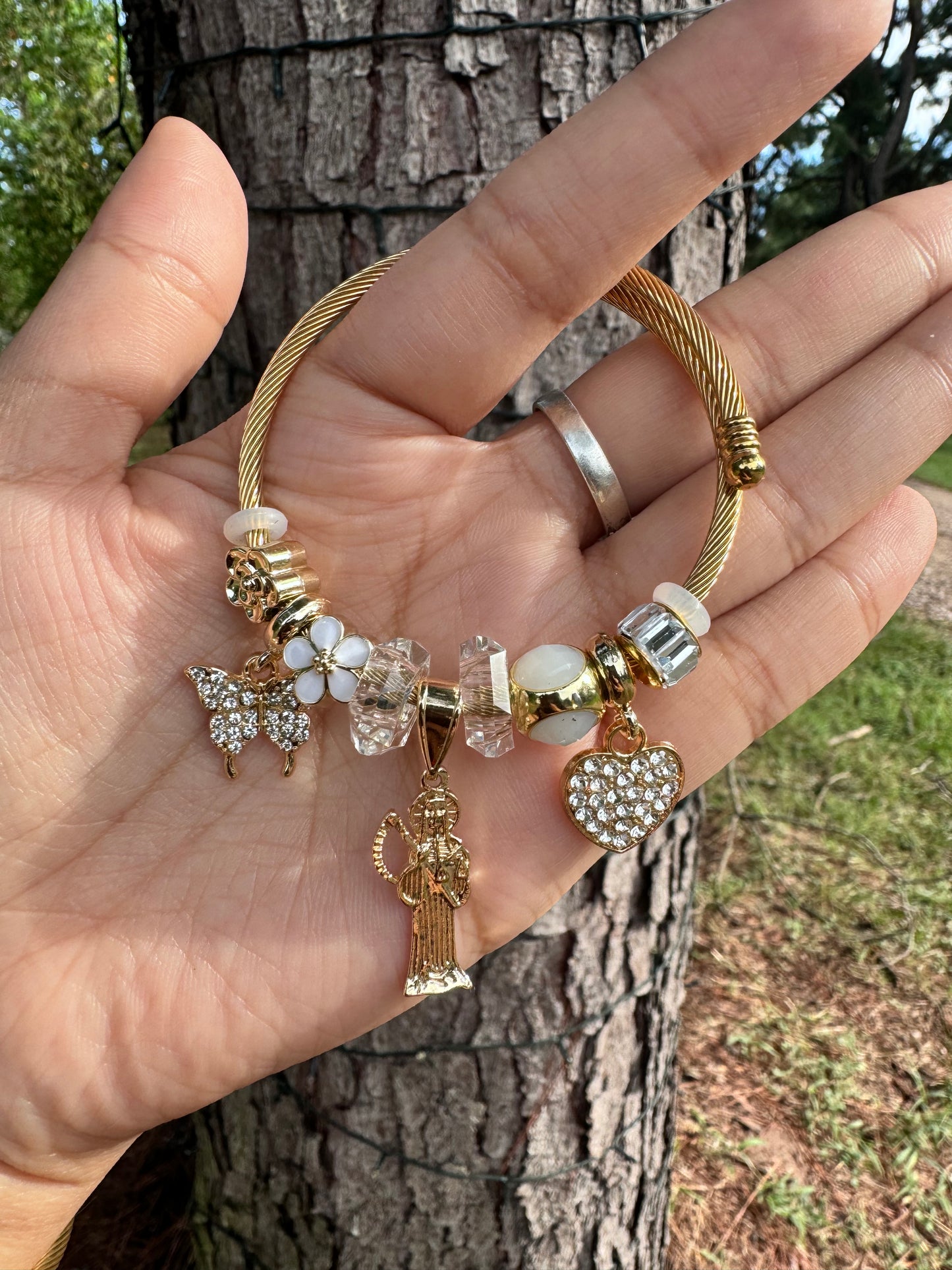 Santa Muerte Corazón Dorado Pandora Bracelet