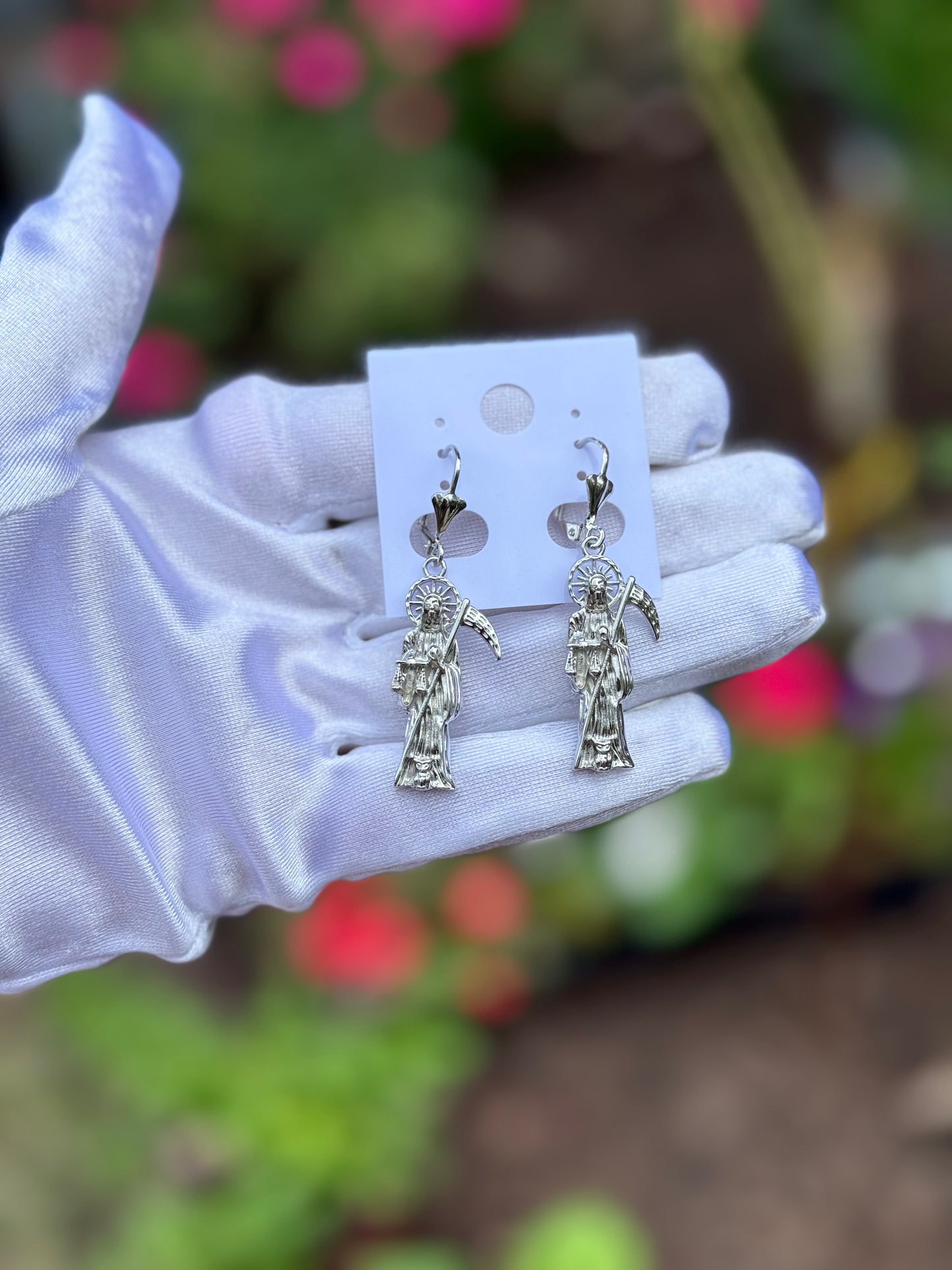Santa Muerte Earrings (Silver)