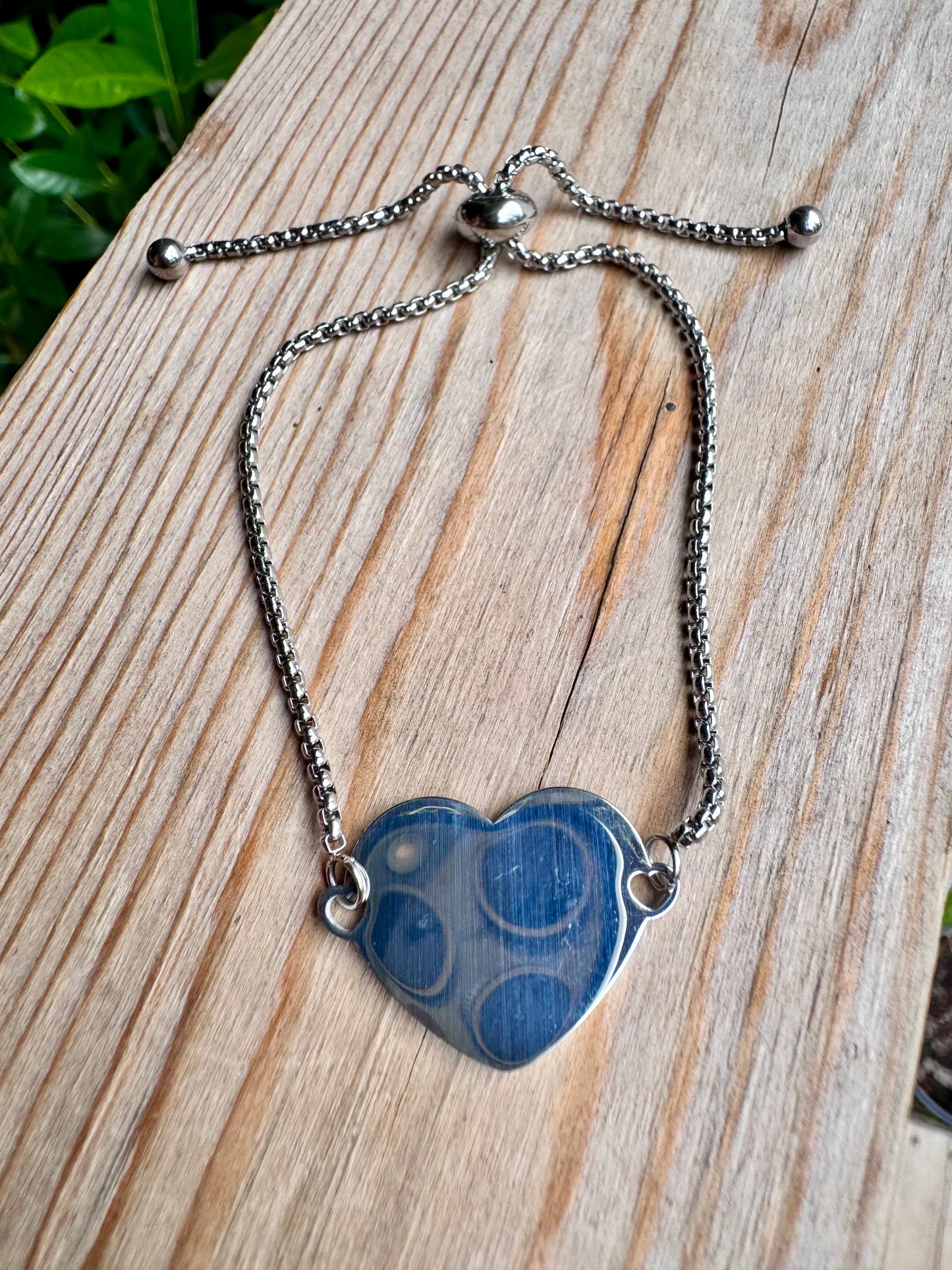 Heart Silver Adjustable Personalized Bracelet