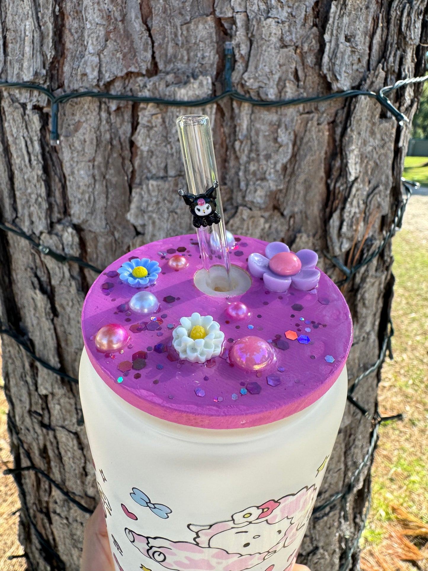 Kuromi and Melody Frosted Glass Cup