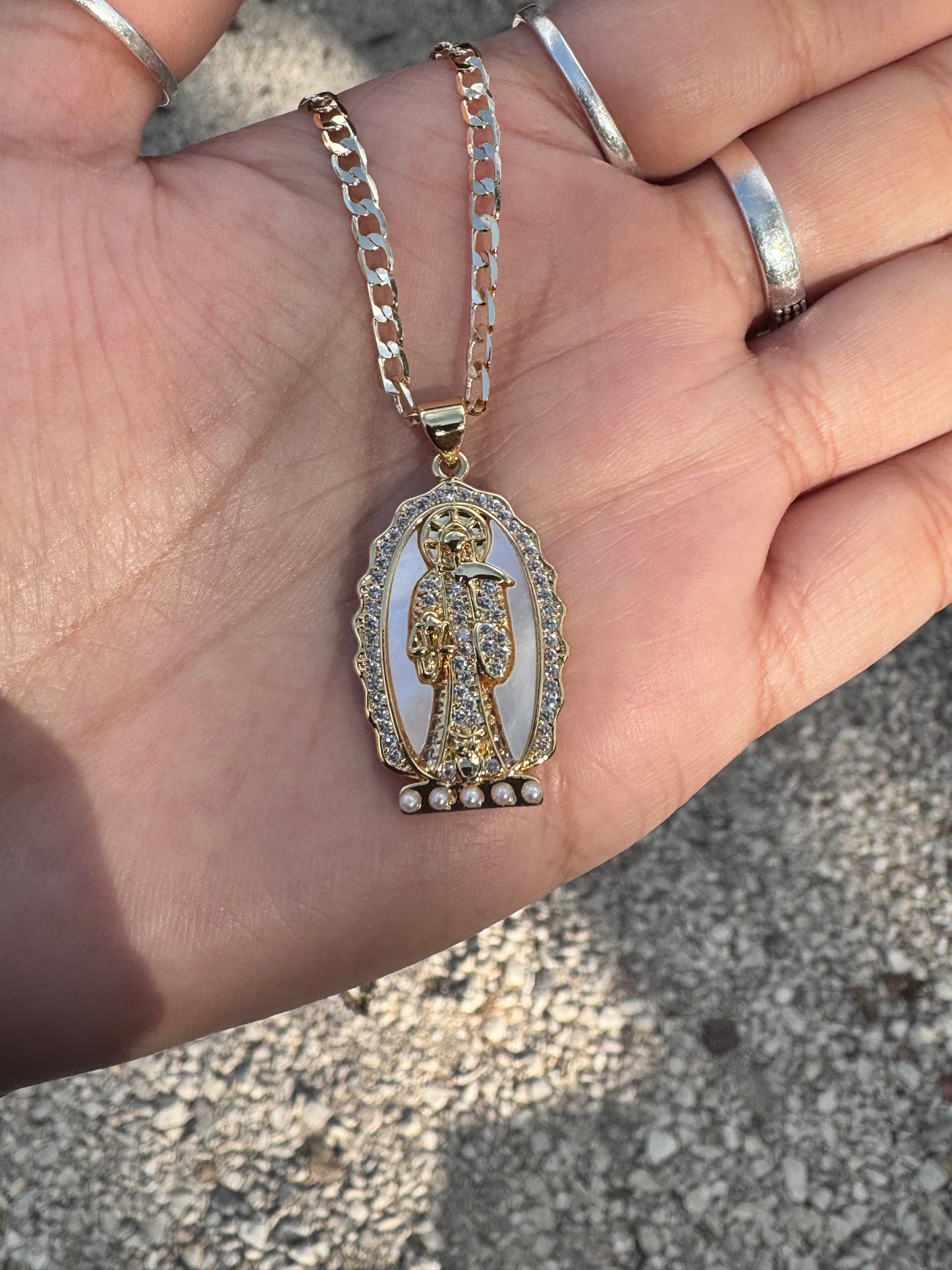 Santa Muerte Bonita Medalla Necklace