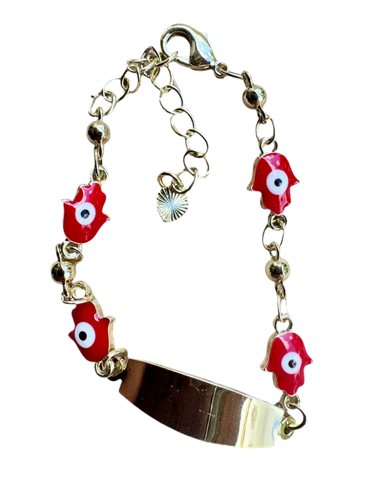 Hamsa Red Eyes ID Bracelet
