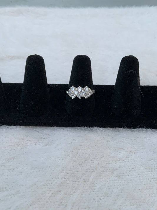 Three Sparkly Rhombus Ring (Size 8.5)