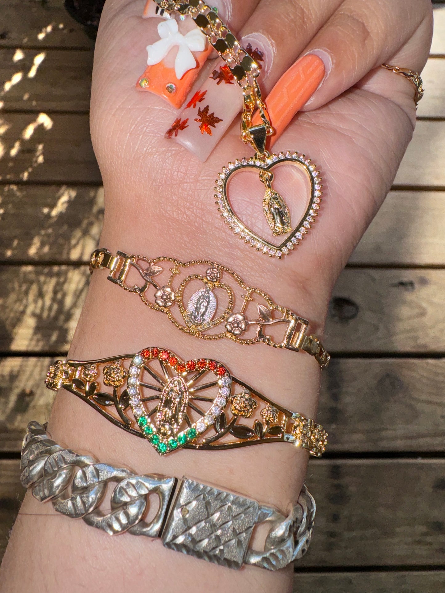 Small Dangling Virgencita Heart Necklace