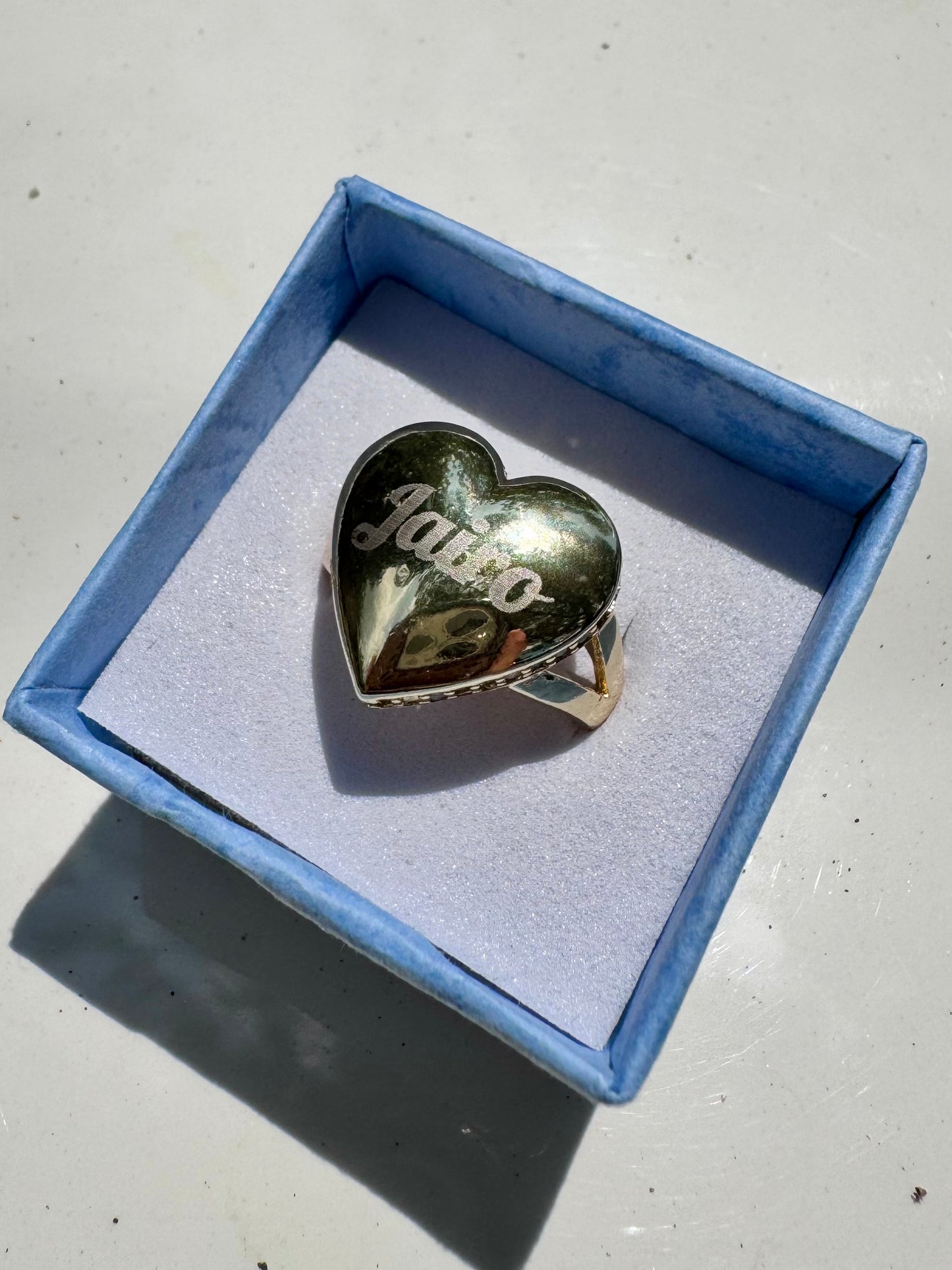 Golden Heart Custom Name Ring