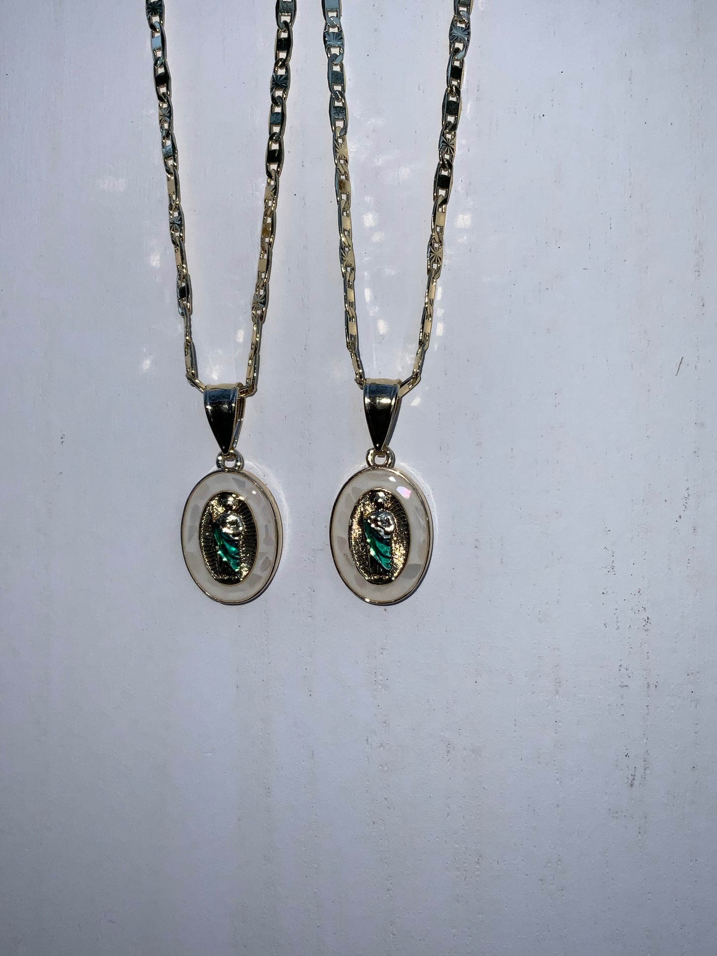 Marble Oval San Judas Necklace