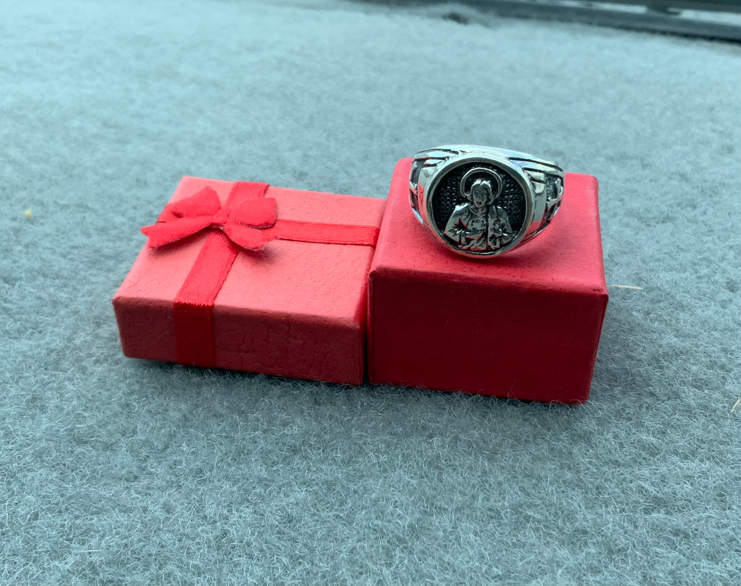 Black Rustic San Judas Ring (Size 12)