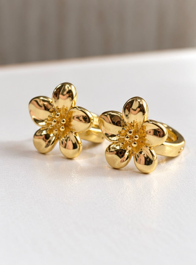 Hibiscus Flower Huggies Earrings