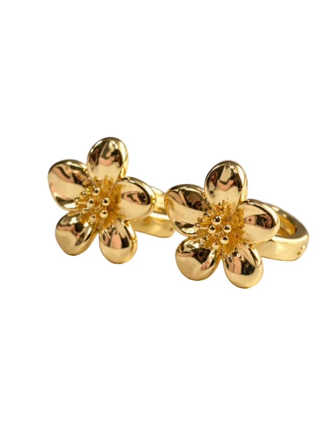 Hibiscus Flower Huggies Earrings