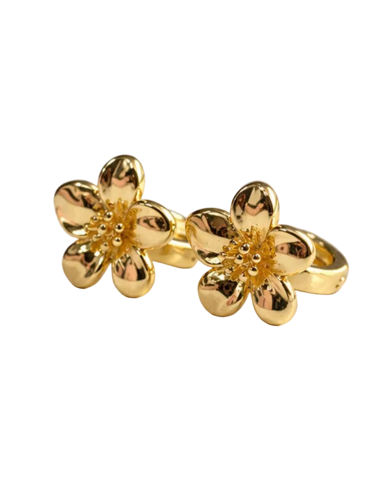 Hibiscus Flower Huggies Earrings