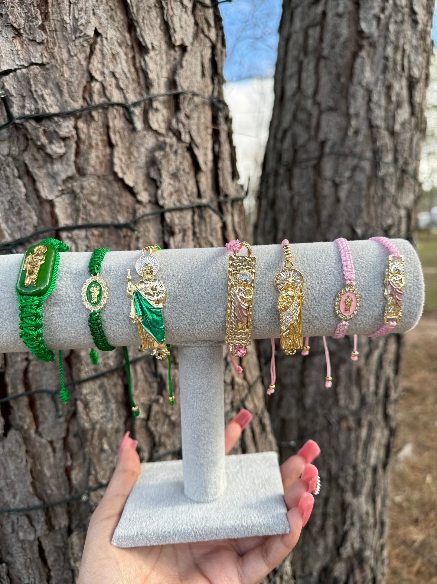 San Judas Pink Mini Thread Bracelet