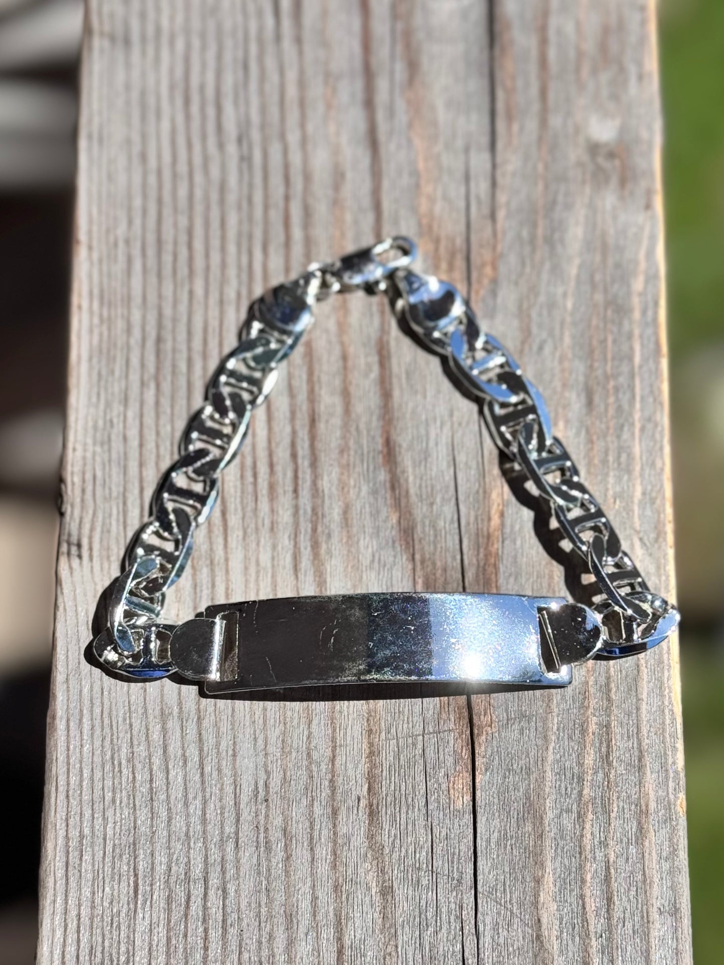 Men Gucci Link Silver ID Bracelet
