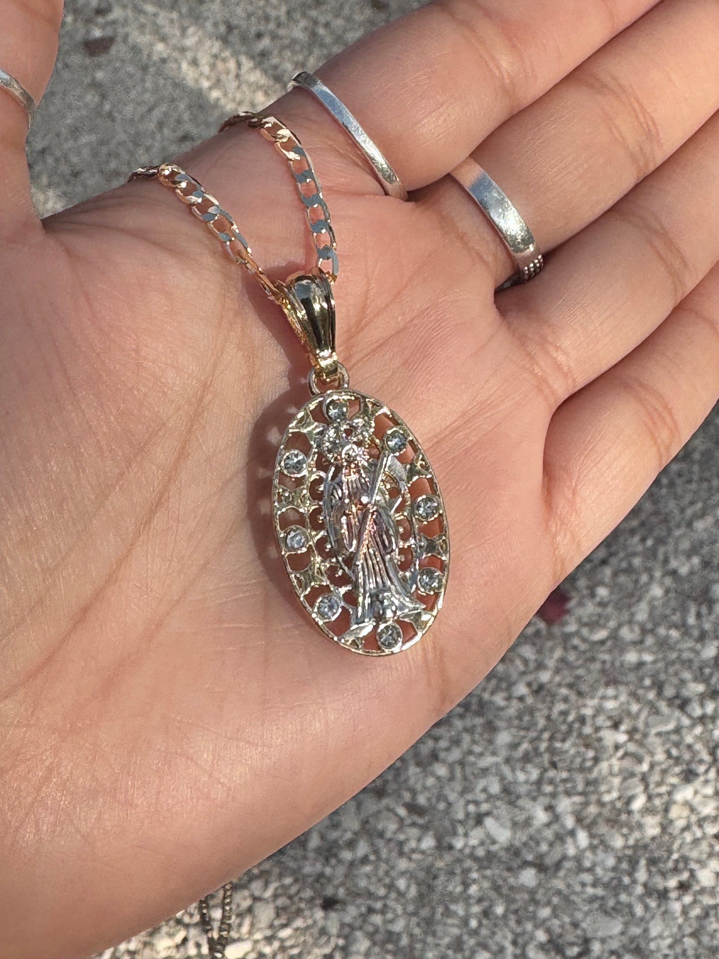 Santa Muerte Medalla Divina Necklace