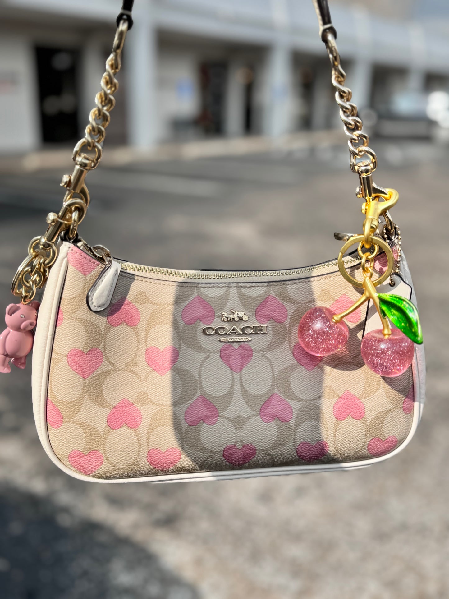 Pink Cherry Keychain