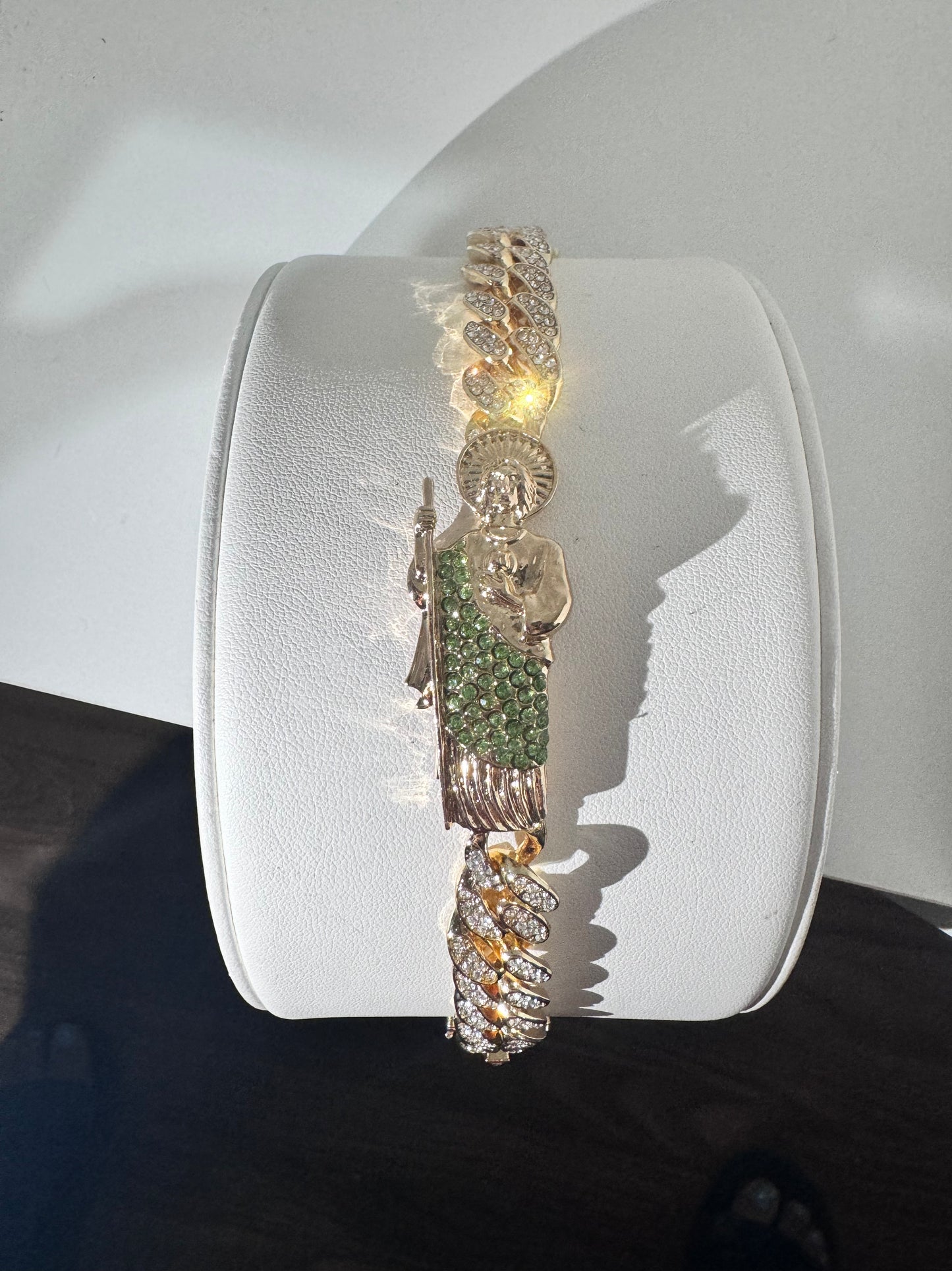 Green San Judas Iced out Esclava