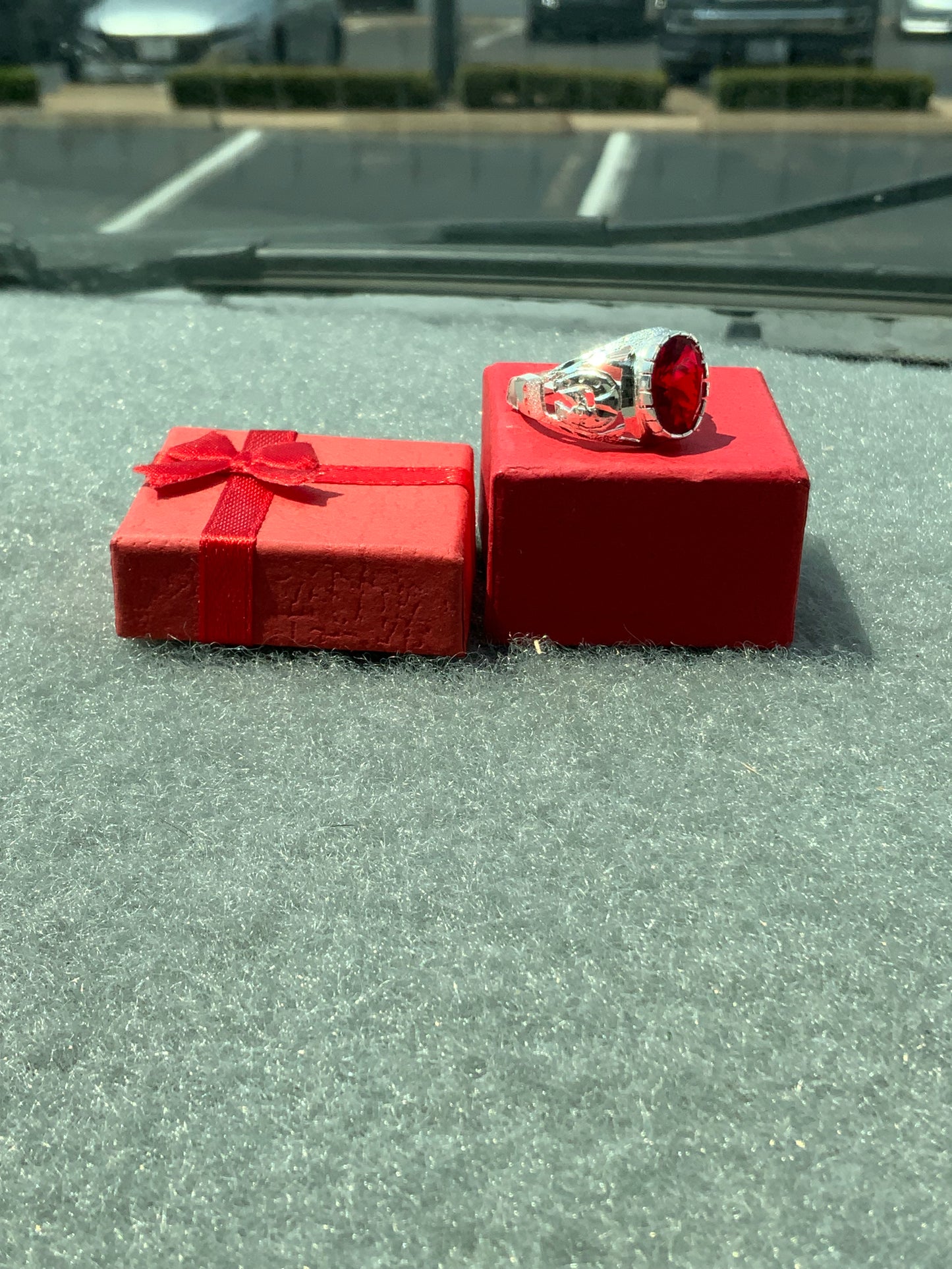 Red Stone Herradura Ring (Size 9)